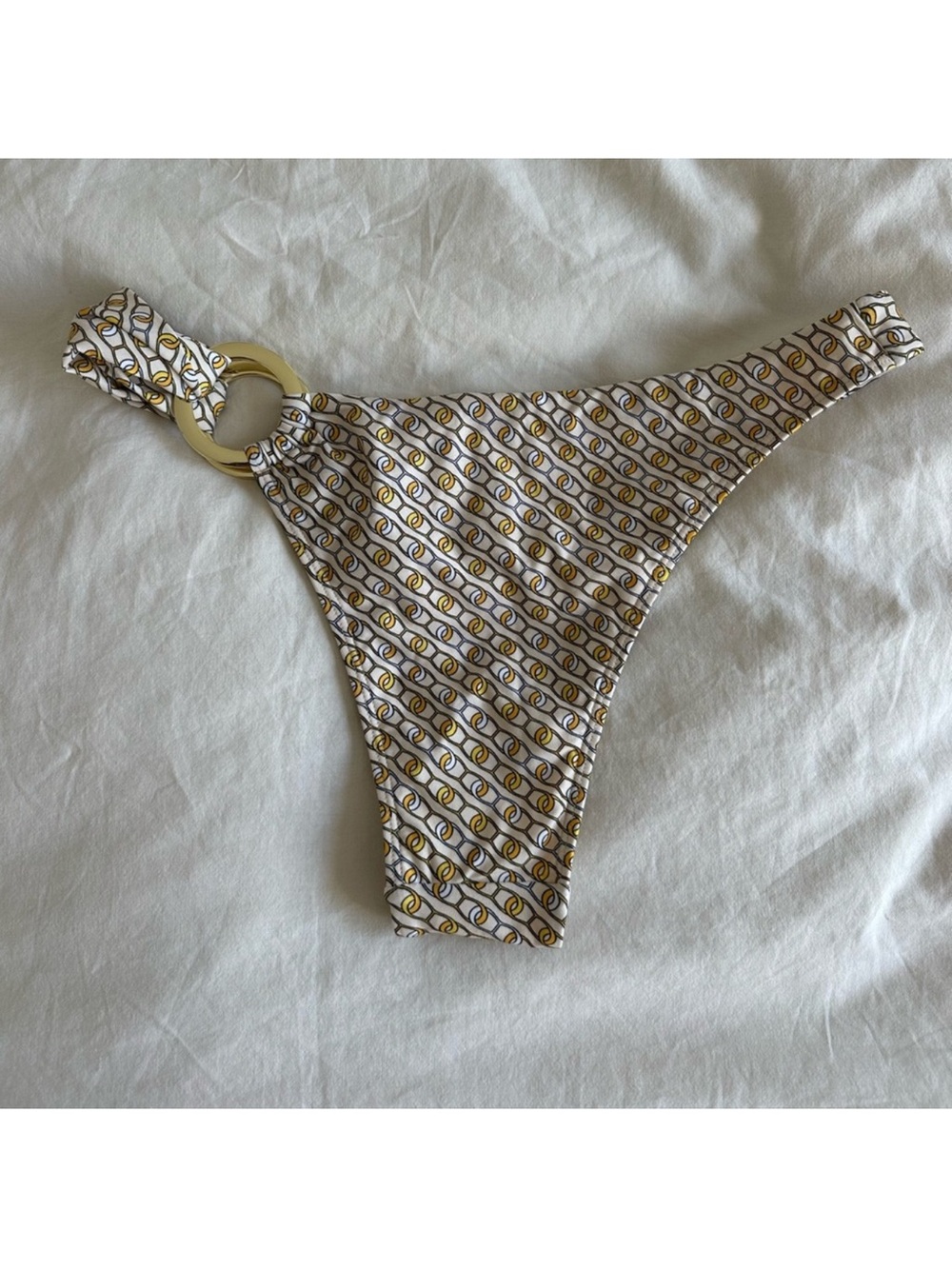 Monday Swimwear Yellow and White Patterned Bikini set with Sarong! 3 piece set! - Picture 7 of 10